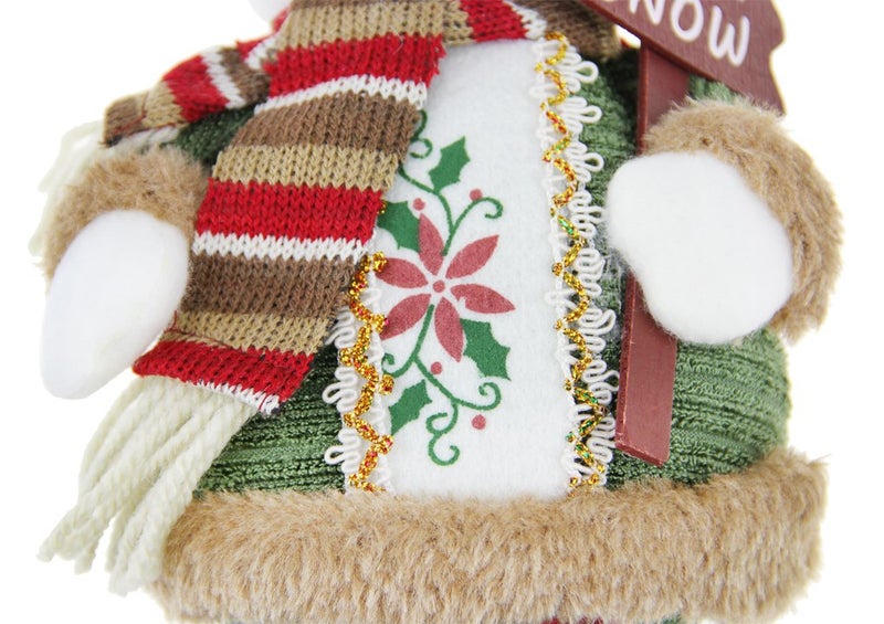 Greenery Christmas Snowman Plush Stuffed Toy Standing Collectible Figurines Stacking Figure Toy Xmas Home Indoor Table Display Ornament Party Decoration Costume - Image 5